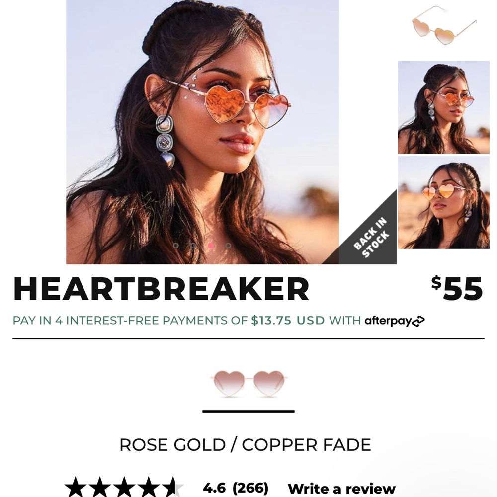 EUC Quay Heart shaped sunglasses
